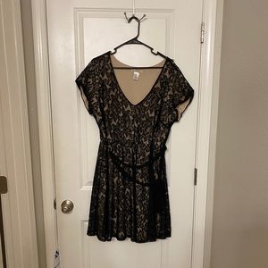 Black and Tan lace midi dress